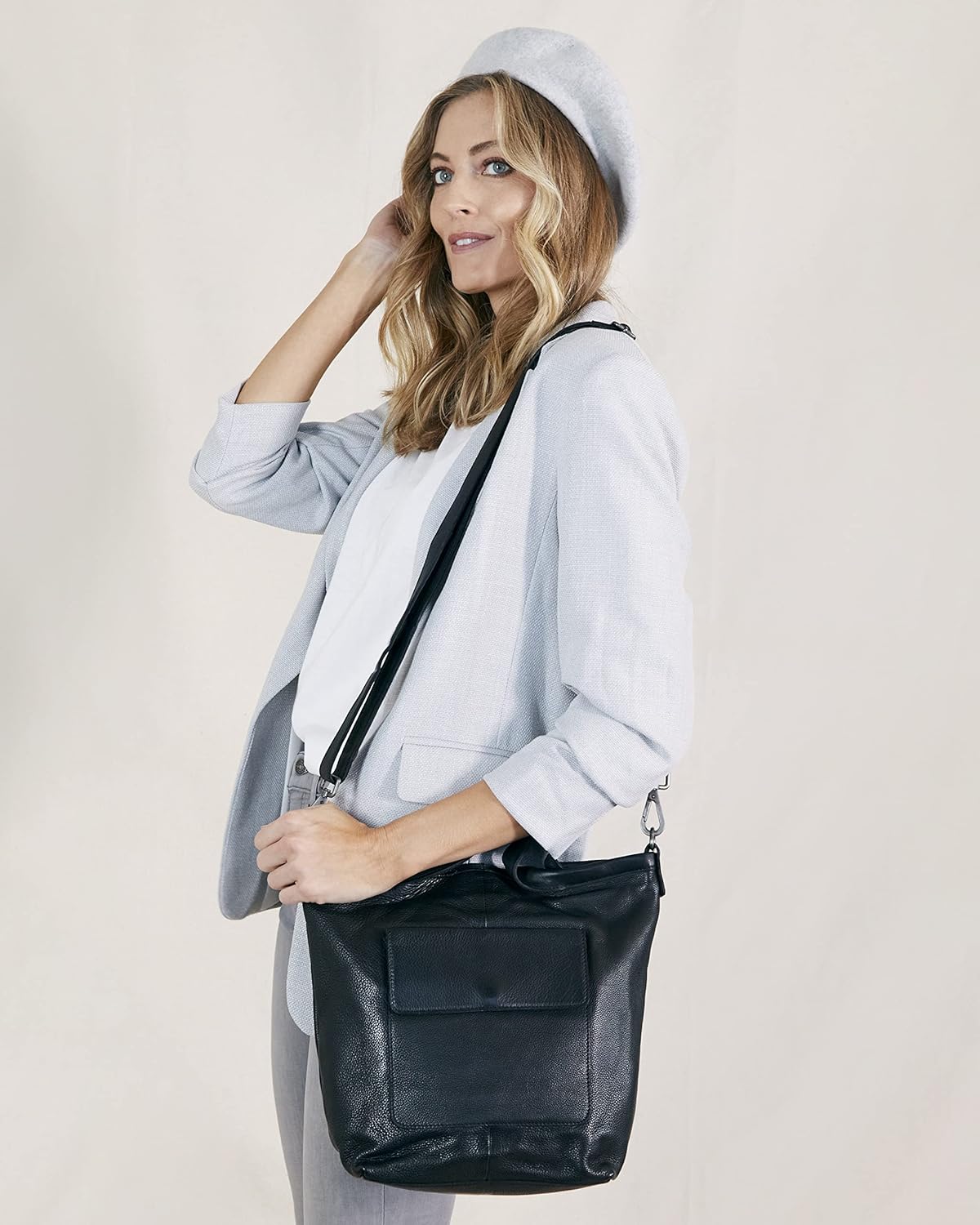 Black Leather Tote Bag K13821