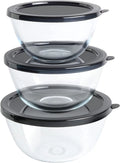 3-Piece Glass Mixing Bowl Set with Lids A364916