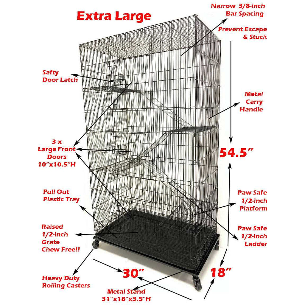 55 Extra Large Rolling Stand Cage for Ferret Chinchilla Sugar Glider Rats D561372