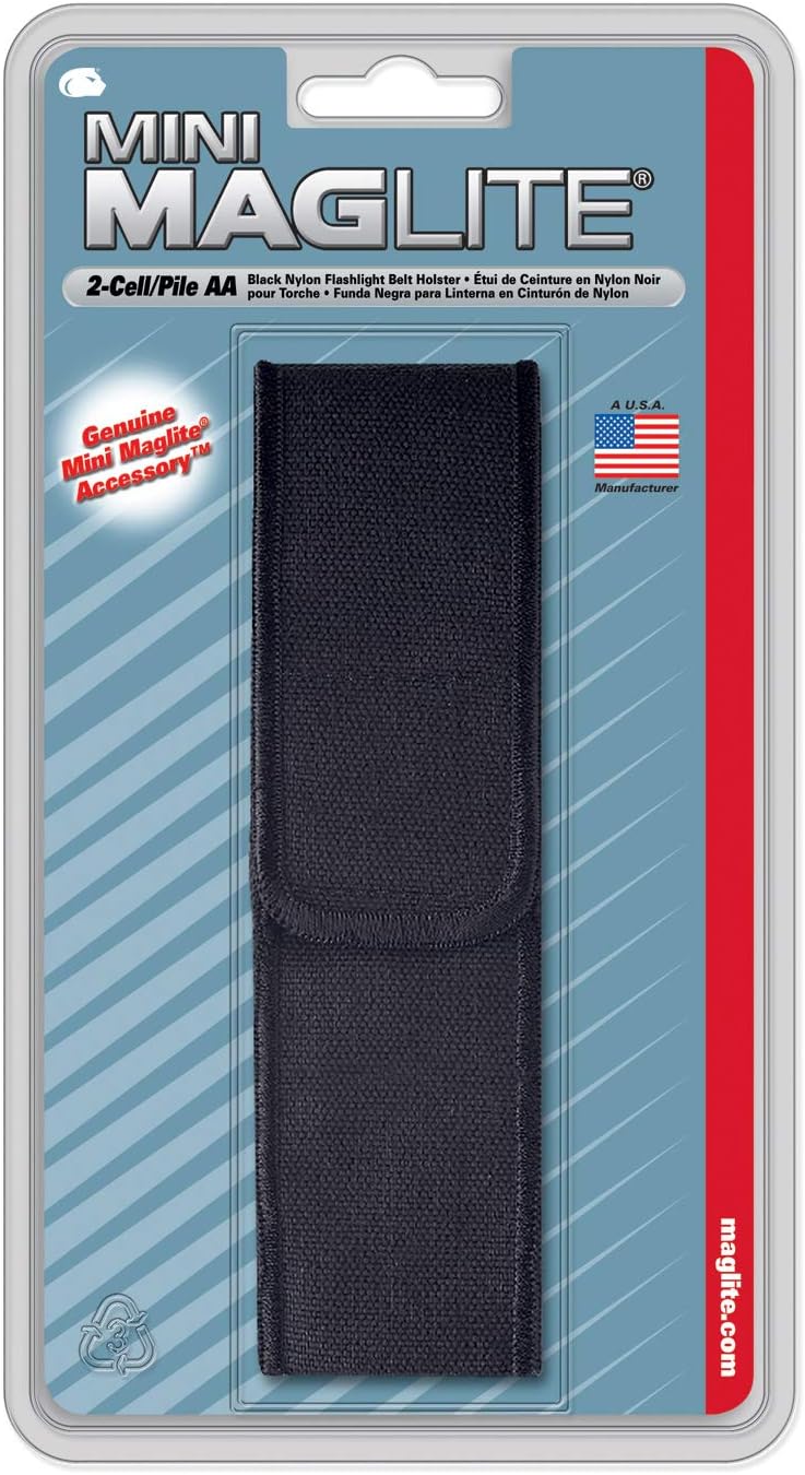 Black Nylon Full Flap Holster for Mini Maglite AA Flashlights M377