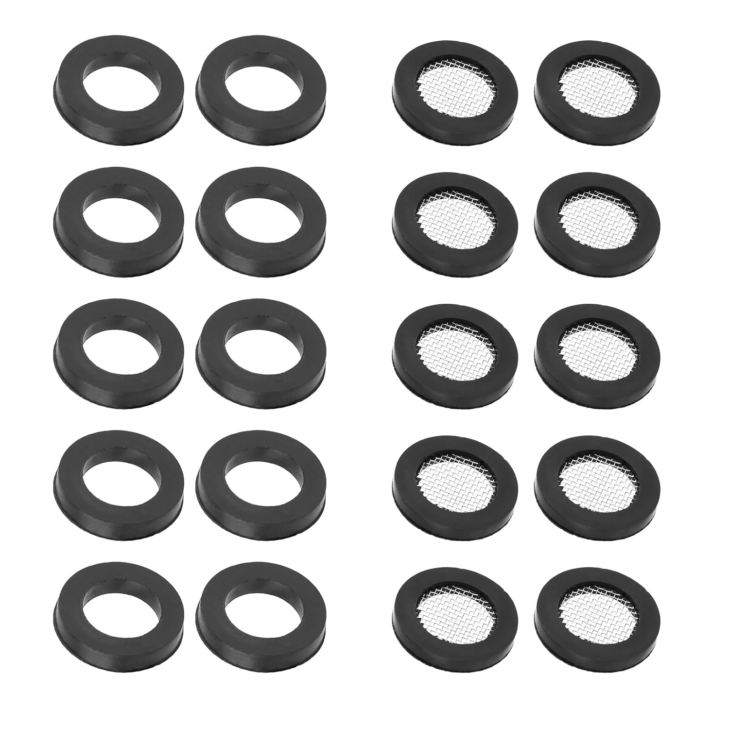 20pcs Shower Head Filter Gasket, 2 Types Faucet Washers, 10 Rubber Washers, 10 O-Ring Stainless Steel Water Hose Gasket T175