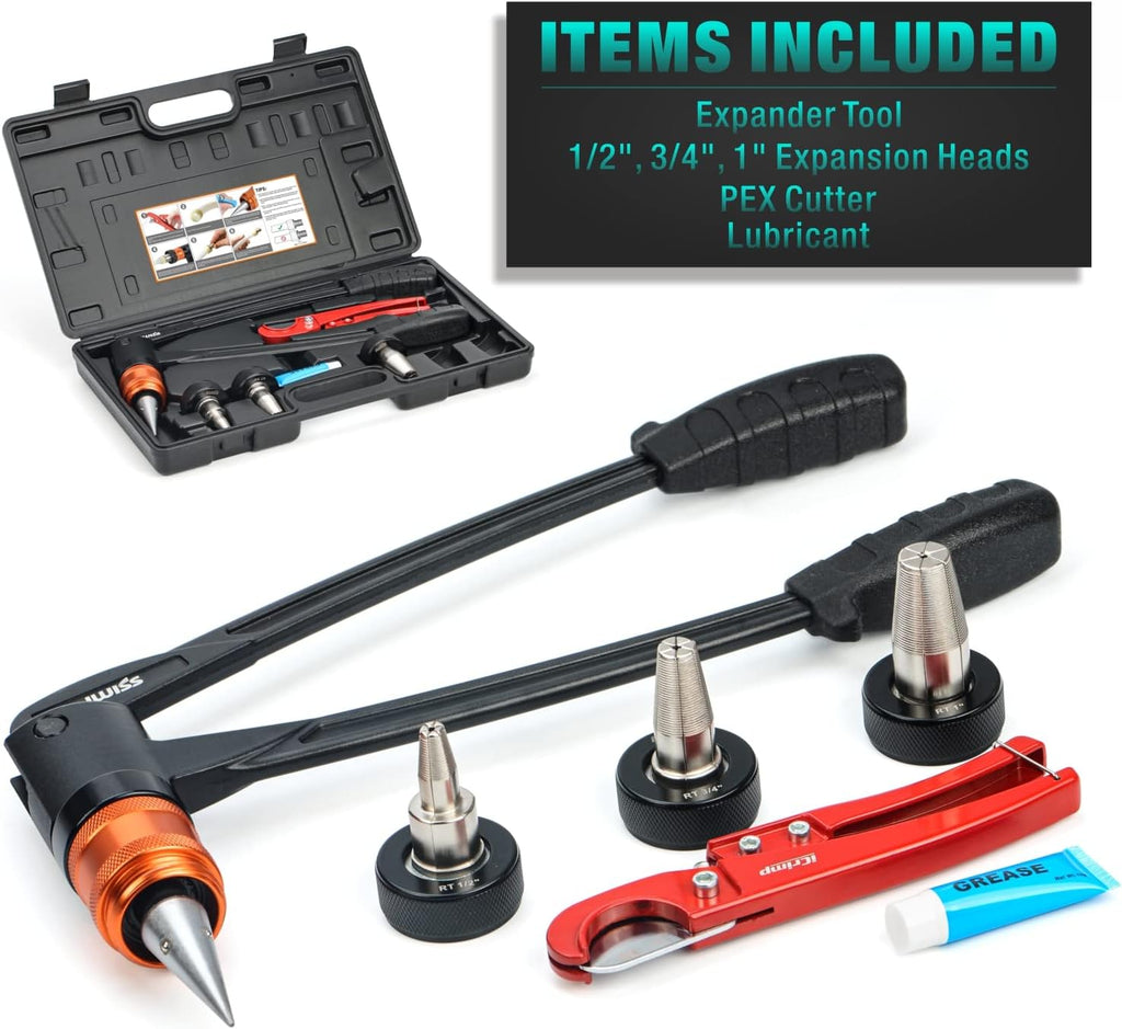 PEX-A Expander Tool Kit with Self-Rotary Expansion Heads 1/2,3/4 and 1-Inch I473