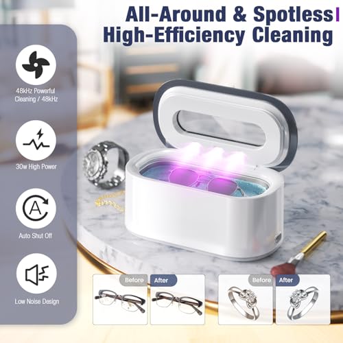 Ultrasonic Jewelry Cleaner, 48Khz 30W Portable with Digital Timer, 12OZ X876340