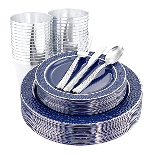 350PCS Clear Plastic Plates with Gold Trim Disposable Dinnerware Set S927728