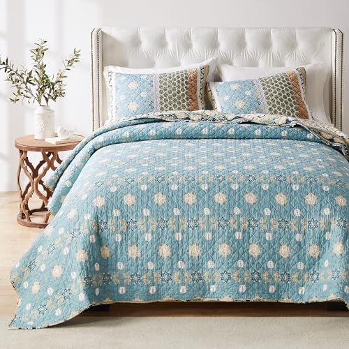 3-Piece Full/Queen Blue Quilted Bedding Set V35323