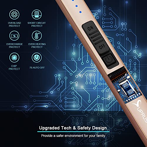 Electric Arc USB Rechargeable Lighter with Safety Lock (champagne Gold) F1568
