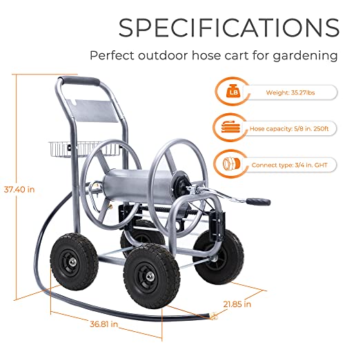 250-Feet 5/8" Hose Capacity Heavy Duty Hose Reel Cart M5265