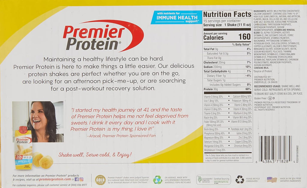 Premier Bananas & Cream High Protein Shake (15 X 11 Fl Ounce) D31163