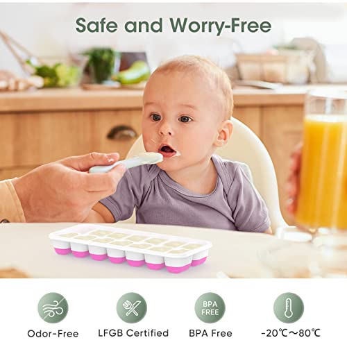 4 Pack Silicone Plastic Ice Cube Trays with Lid and Bin E5421