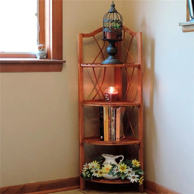 4 Tier Wood Folding Corner Display Shelf H917169