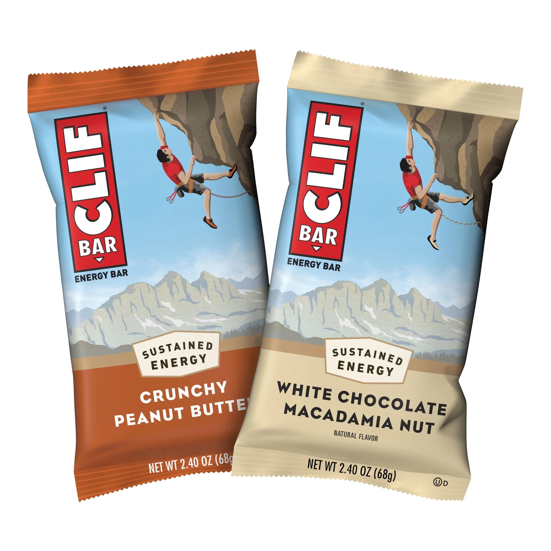 Crunchy Peanut Butter and White Chocolate Macadamia Nut Flavor Energy Bars, 2.4 oz (18 Count) E22077