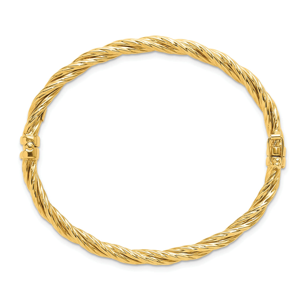 14K Polished Twisted Hinged Bangle U976