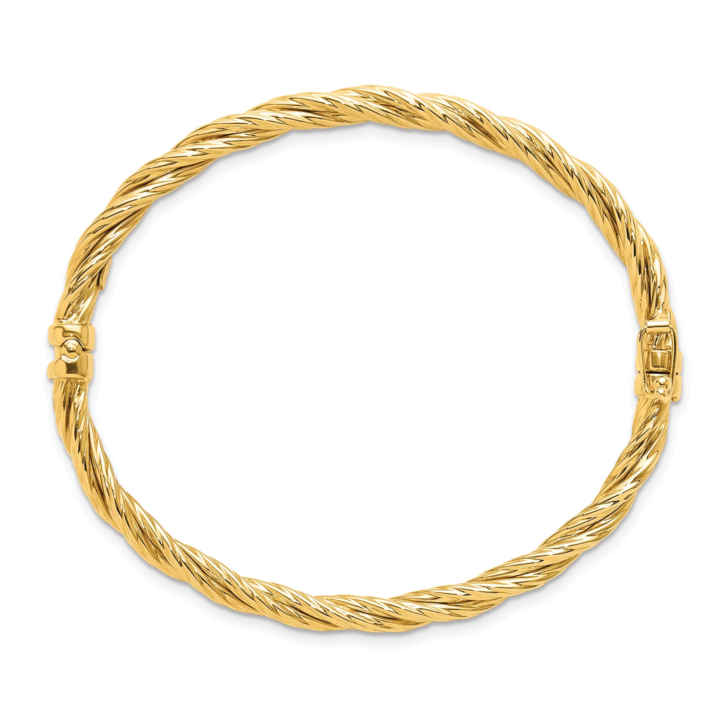 14K Polished Twisted Hinged Bangle U976