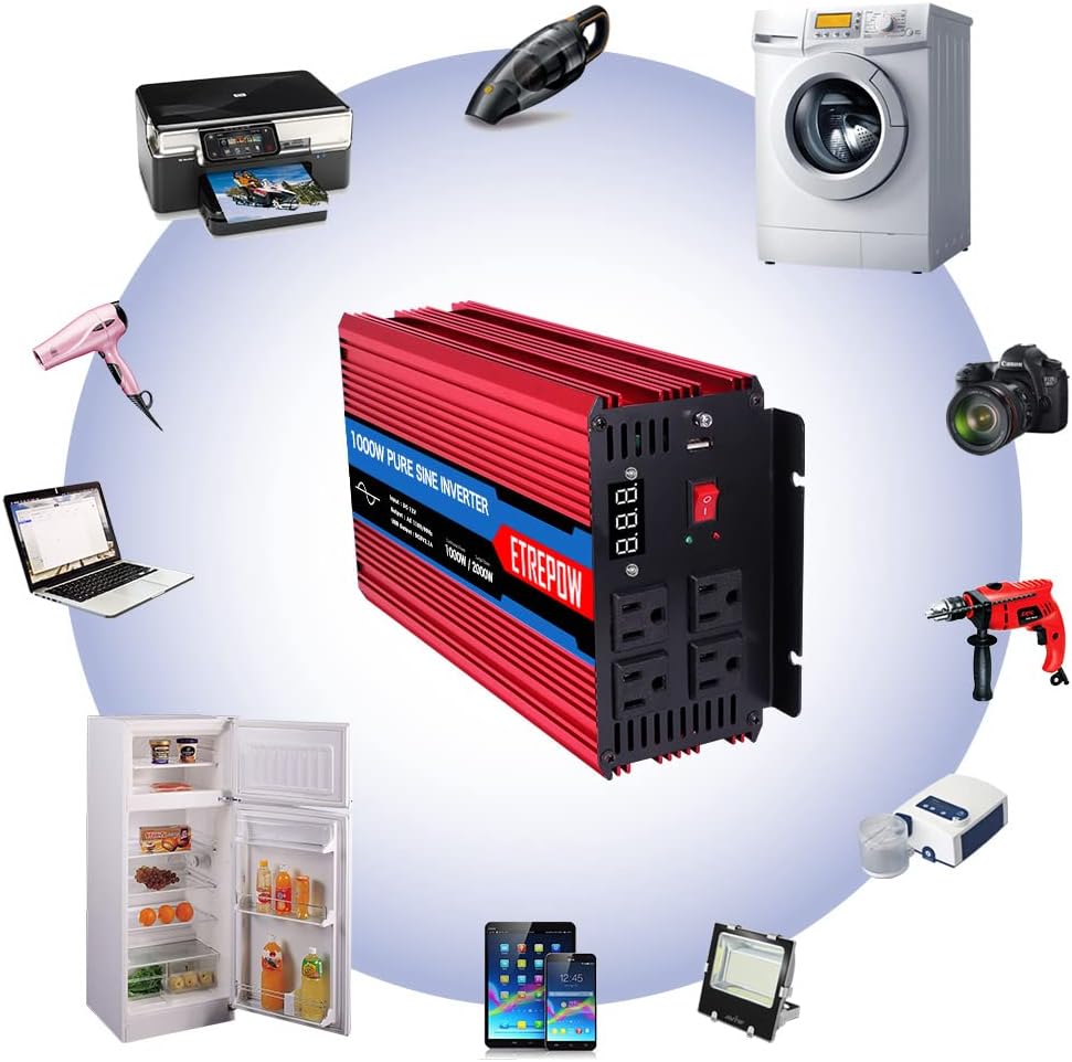 2000 Watt Pure Sine Wave Power Inverter 12V DC to 110V AC R682