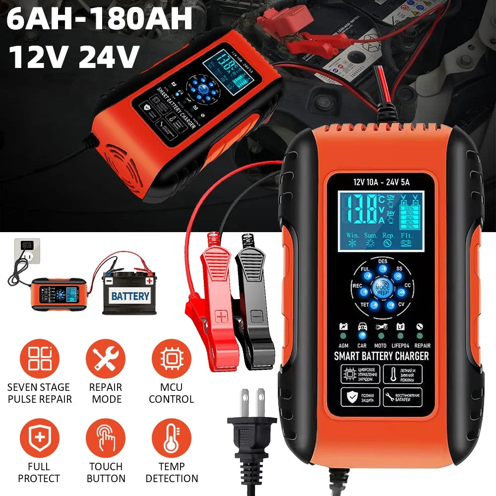 12V/24V Smart Automatic Car Battery Charger Y727