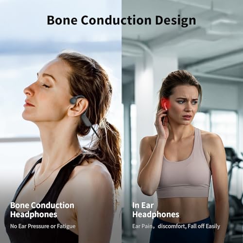 Bone Conduction Headphones, Open Ear IPX8 Waterproof Bluetooth 5.4 with Mic, 10H Playtime Wireless Earbuds H561805