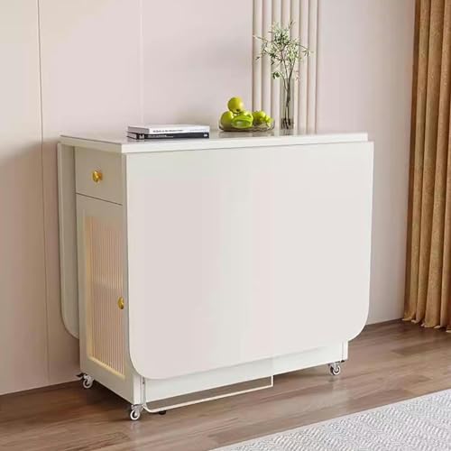 Folding Dining Table with Storage Rack, Drawers, Acrylic Table Legs and Slate Tabletop, 1.5M U786477