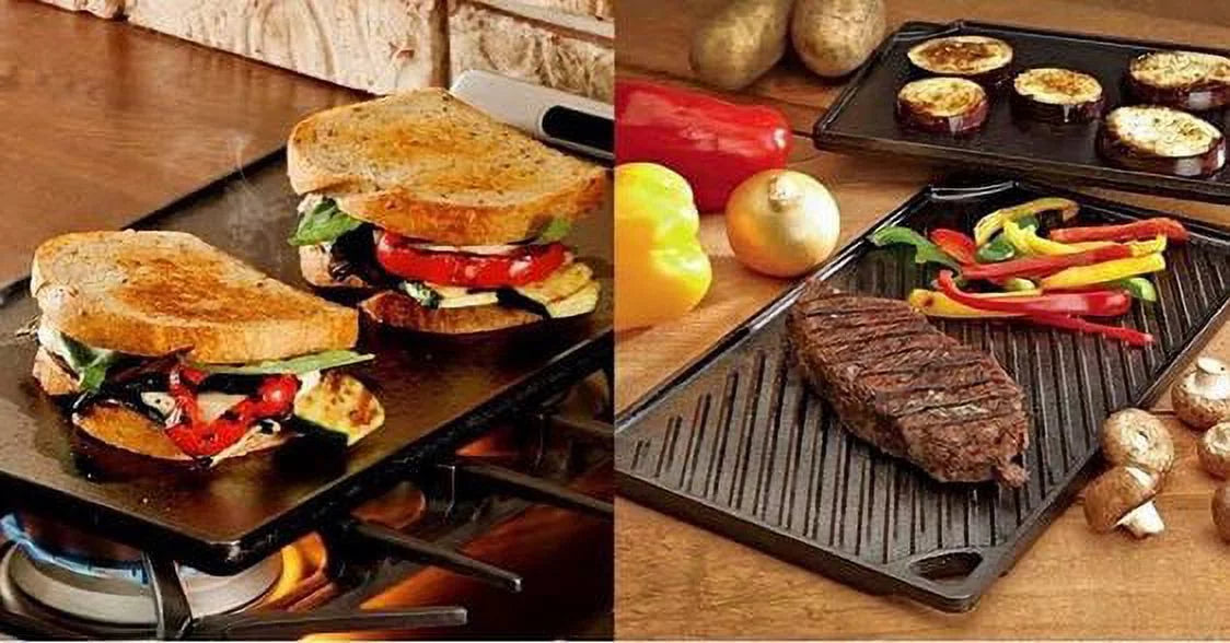 Black Cast Iron Reversible Grill/Griddle O21494