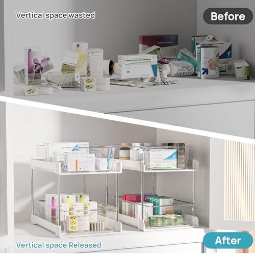 4 Pack Clear 2 Tier Under Sink Organizer with Track L5743
