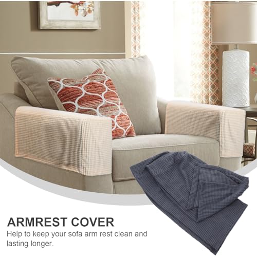 Beige Stretch Sofa Armrest Slipcover 2pcs U794916