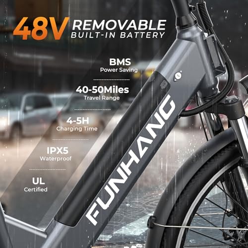 26" Step-Thru Electric Bike with 48V Removable Battery J85595