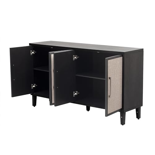 Beige 59.8" Wooden Sideboard Console Table with 4 Doors and Adjustable Shelves L473942