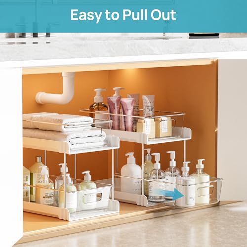 4 Pack Clear 2 Tier Under Sink Organizer with Track L5743