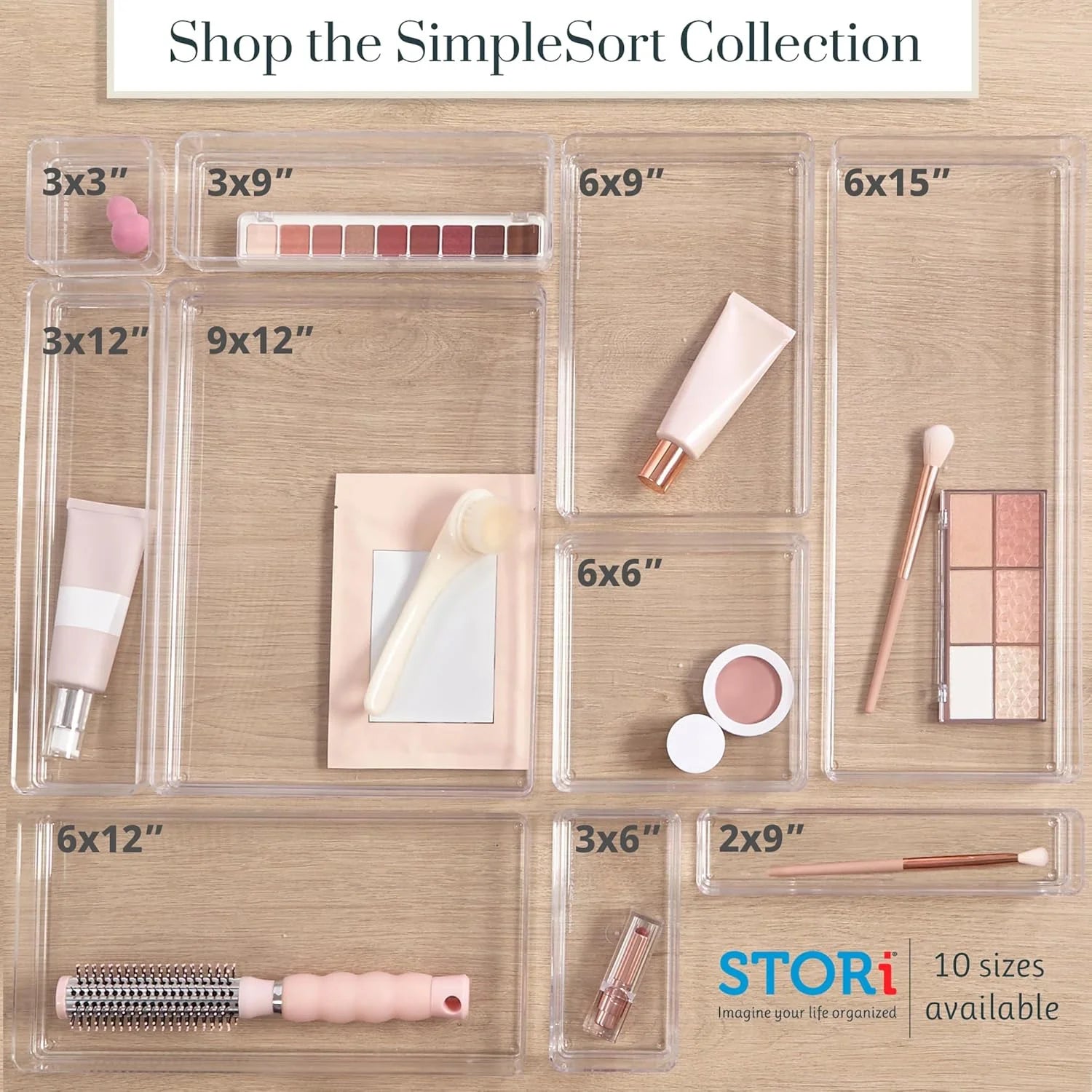 10-piece stackable transparent drawer organizer set O419