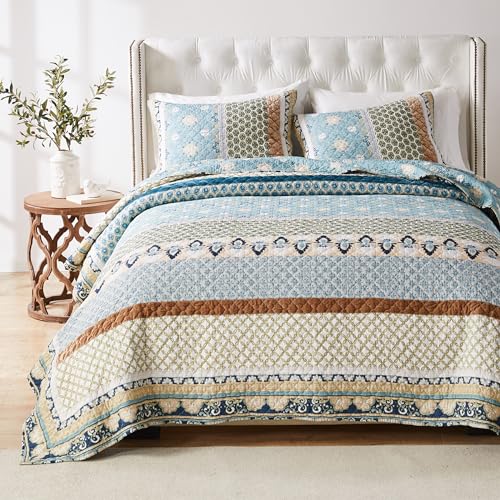 3-Piece Full/Queen Blue Quilted Bedding Set V35323