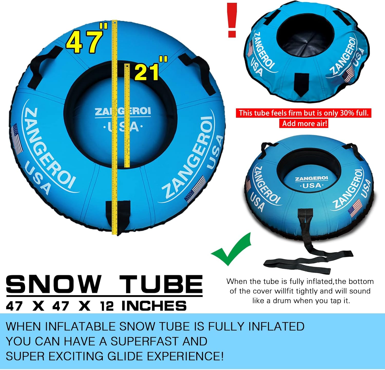 47inch Inflatable Heavy Duty Snow Tube (Blue) K2098
