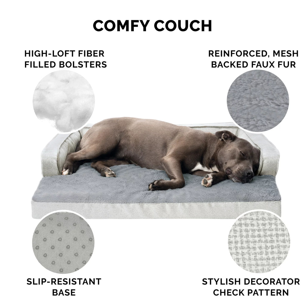 Large Plush Orthopedic Dog Bed, Gray M379