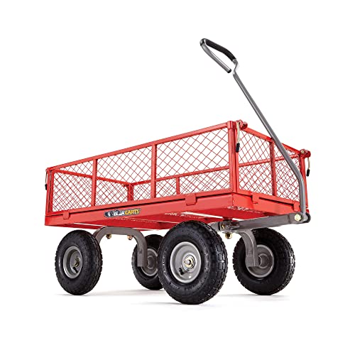 Gray Steel Utility Wagon with Removable Side Panels, 1000 lb Capacity, All-Terrain Wheels R118