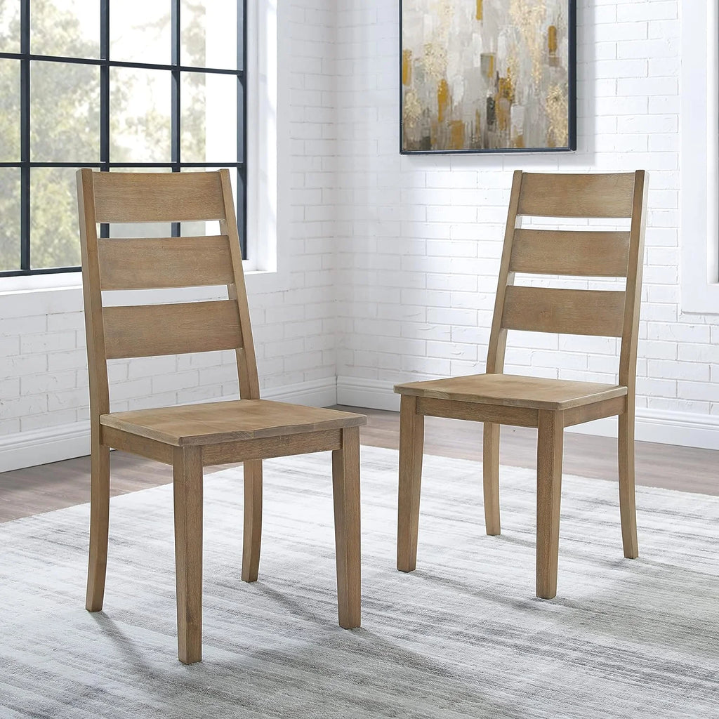 Rustic Brown 2-Piece Ladder Back Dining Chair Set P246