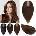 100% Real Human Hair Toppers Silk Base Clip in Hair Toppers 6 inch 27g Medium Brown L944458