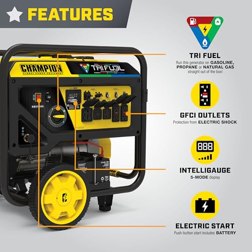 5000-Watt Electric Start Tri Fuel Portable Generator with CO Shield O5470