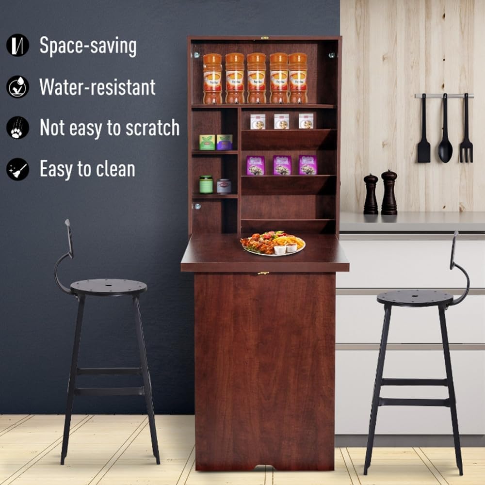 Mahogany Wall Mounted Desk with Storage Area N886