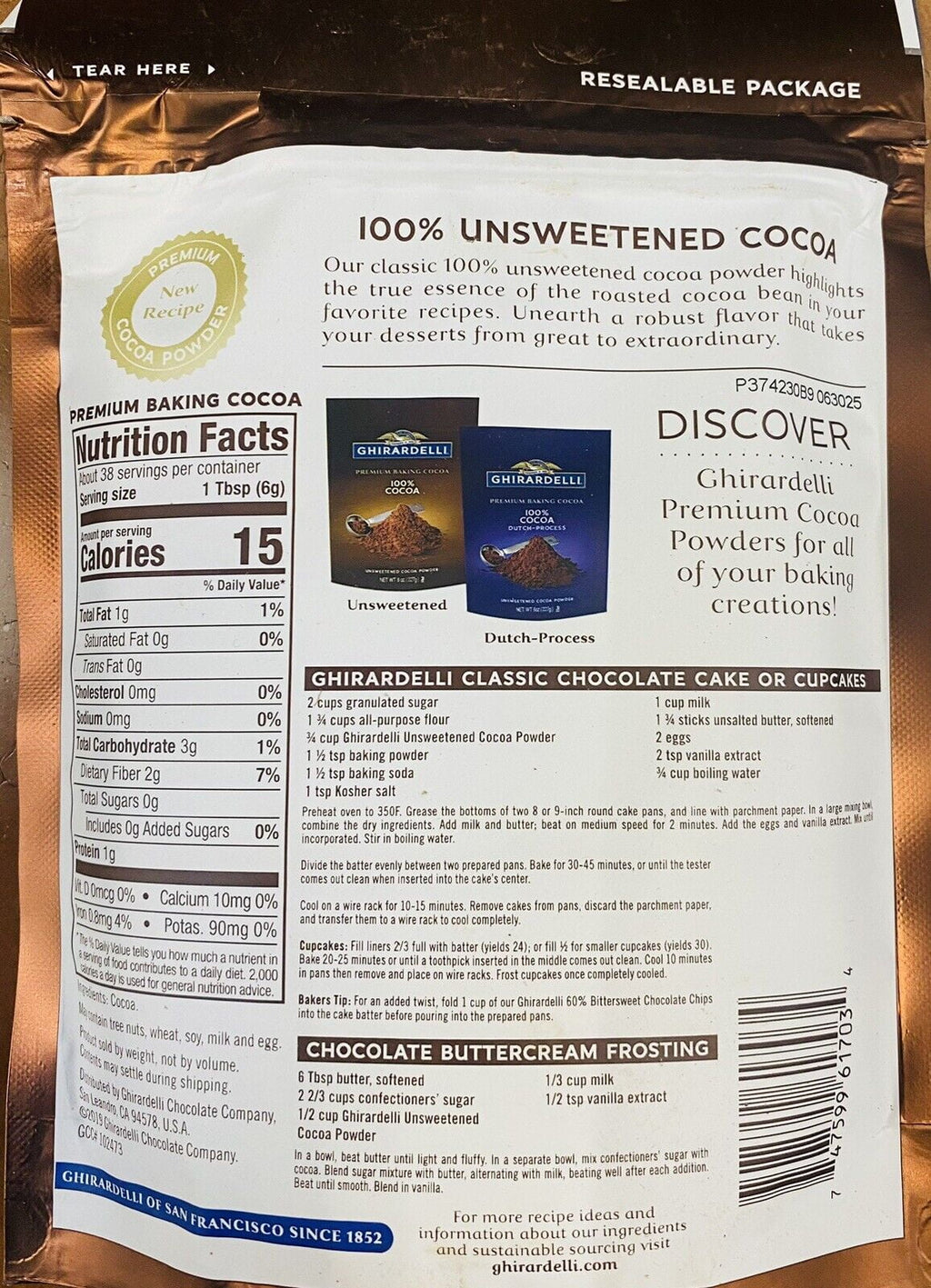 100% Unsweetened Cocoa Powder 8 oz C9968