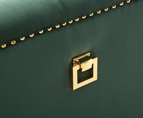 Green Deep Button Tufted Upholstered Sofa with Gold Legs N9819
