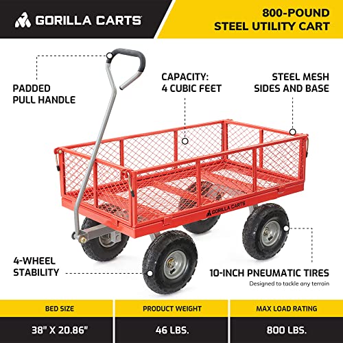 Gray Steel Utility Wagon with Removable Side Panels, 1000 lb Capacity, All-Terrain Wheels R118