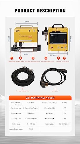 100W Pneumatic Dot Peen Metal Engraving Machine Engraving Size 120x50mm Depth 0.02-1 mm B543361
