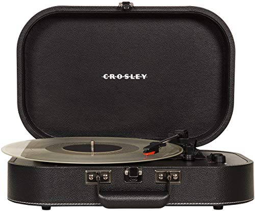 Black 3-Speed Belt-Driven Suitcase Vinyl Record Player Turntable E833