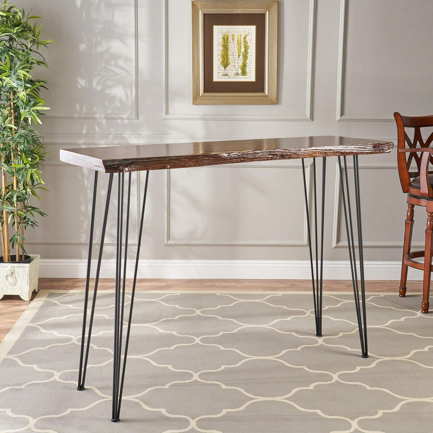 Black Natural Rectangle Iron Veneer Bar Table J172726