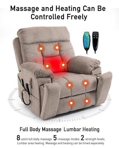 Large Power Lift Recliner Chair with Heated and Massage, 26in Extra Wide Seat T73859