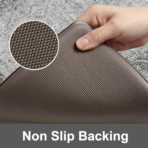 Vintage Brown Non Slip Waterproof Kitchen Mat sets of 2 O767
