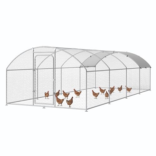 Large Metal Chicken Coop with Roosting Perch Walk-in Poultry Cage Waterproof Cover (10' L x 13.2' W x 6.4' H) U77389