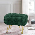 Pink Soft Faux Ottoman Fuzzy Bench Seat 27"x20"x19" Sturdy Accent Coffee Table Fluffy Shoe Stool with Golden Legs H35530