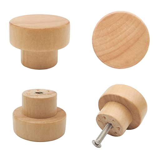 16PCS Unfinished Wood Dresser Knobs, Mushroom Wooden Cabinet Knobs, Round Wood Drawer Knobs Pulls Handle (Diameter: 1.3", Height: 1") K64461