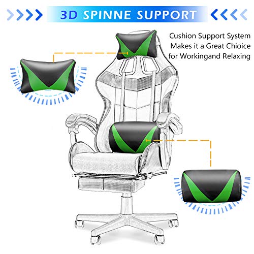 Pink Gaming Chair with Footrest I628