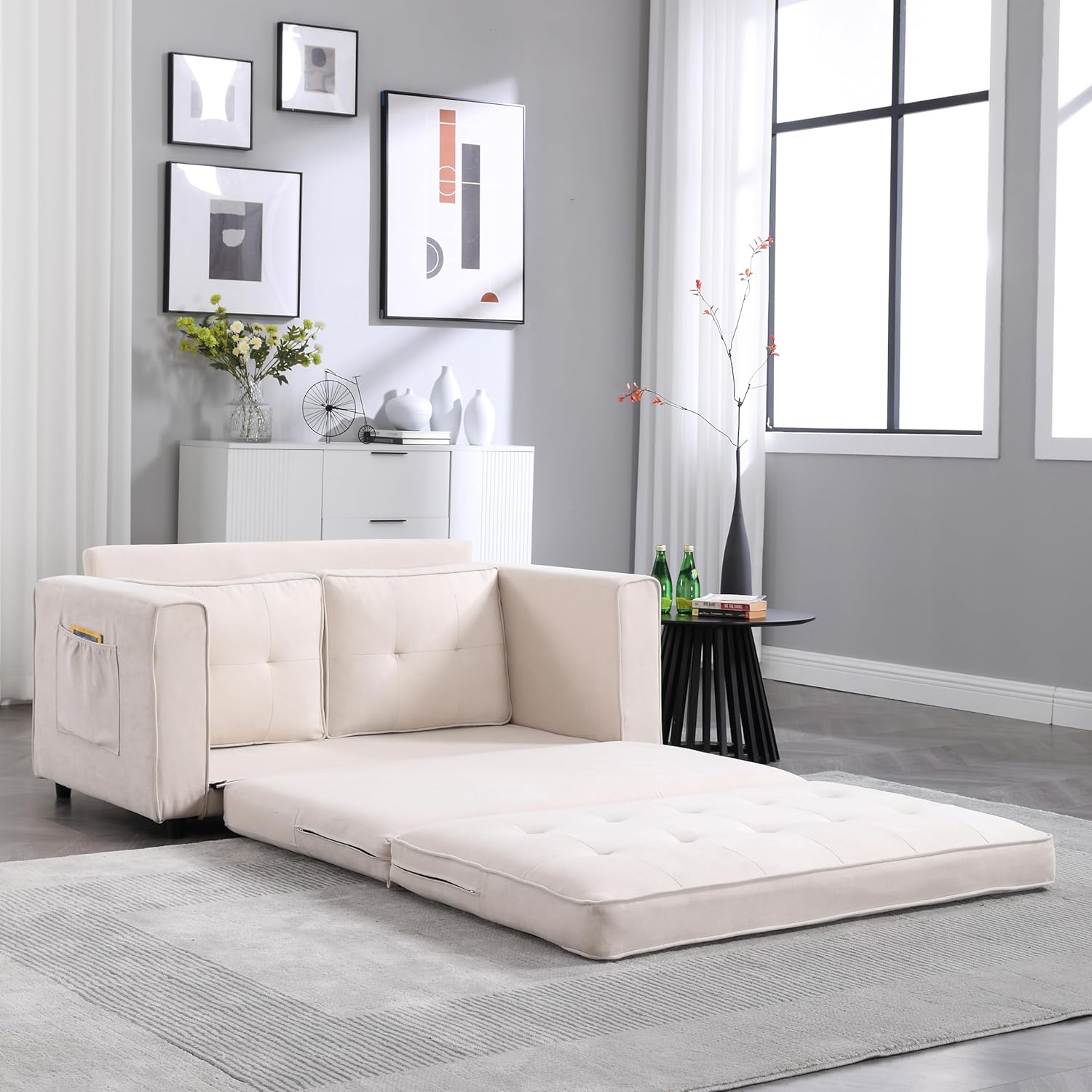 Beige Velvet Sofa P4391