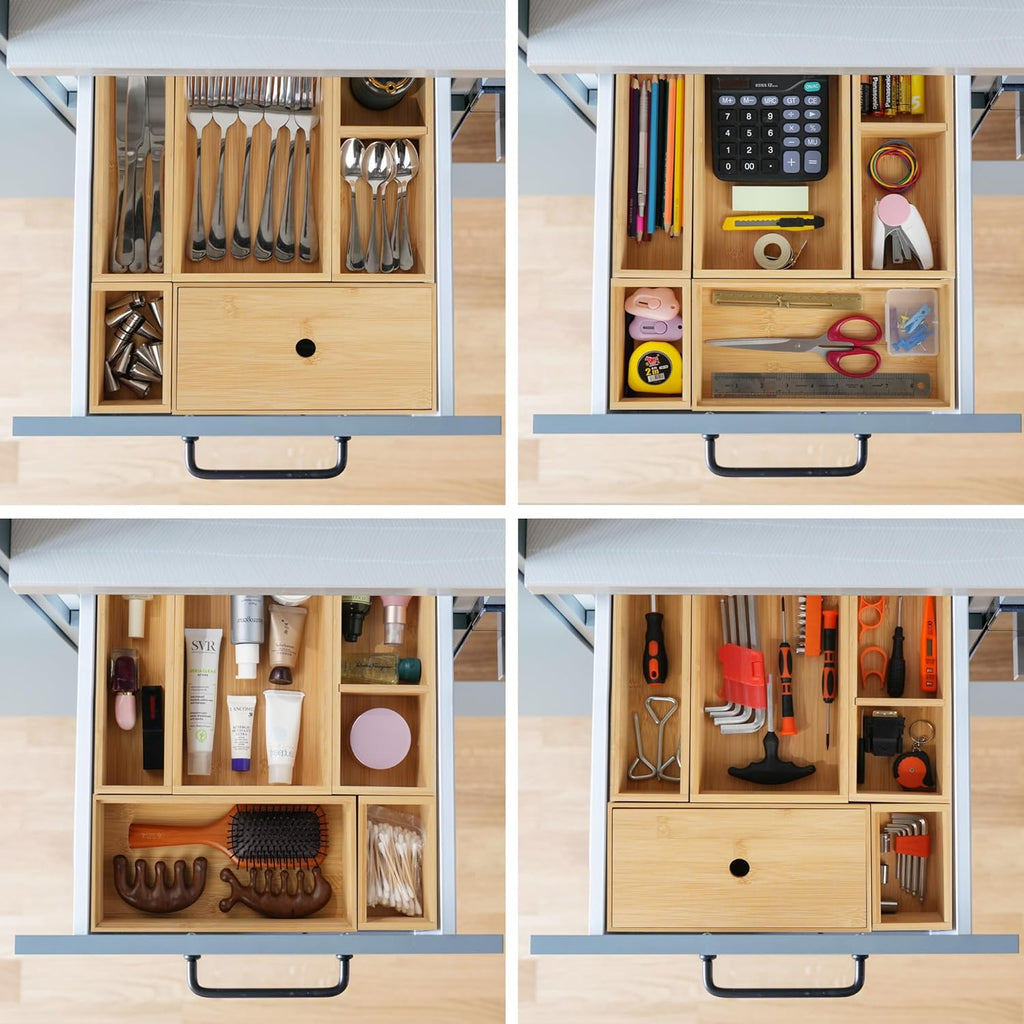 5 Pcs Bamboo Drawer Organizer Set D54402